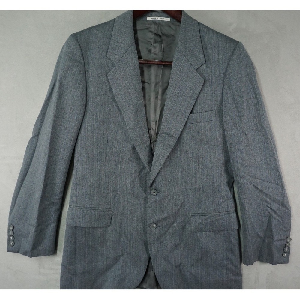 Vintage Yves Saint Laurent Blazer Men 38S YSL Gray Pinstripe Wool Made in France